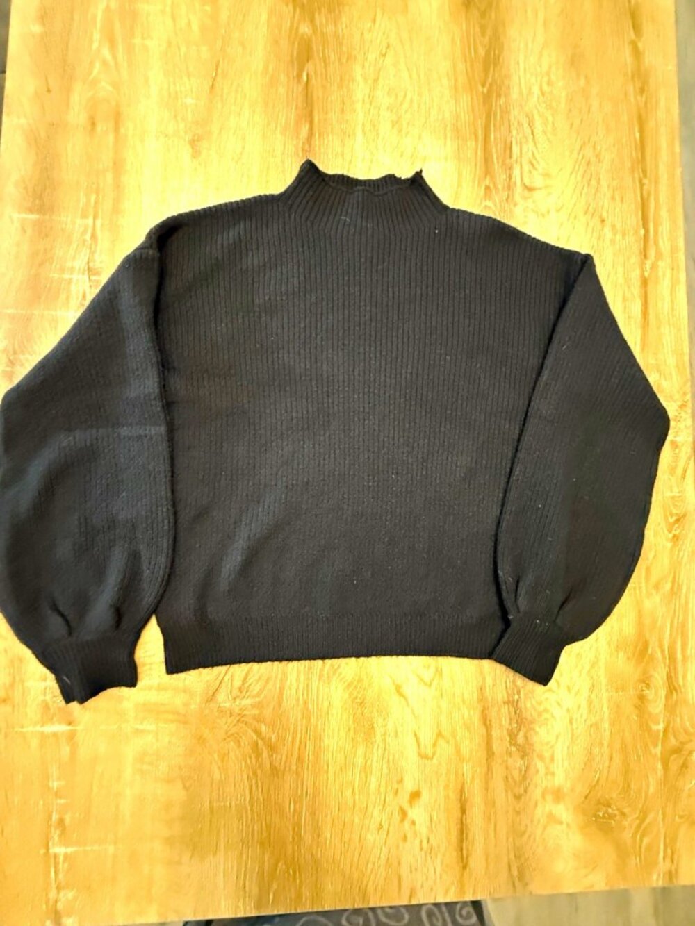 PINQUE Women Black Rib-Knit Mock Neck Pullover Sweater Long Sleeve XS